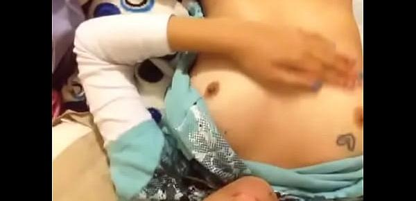  Girl teasing her breasts on kik